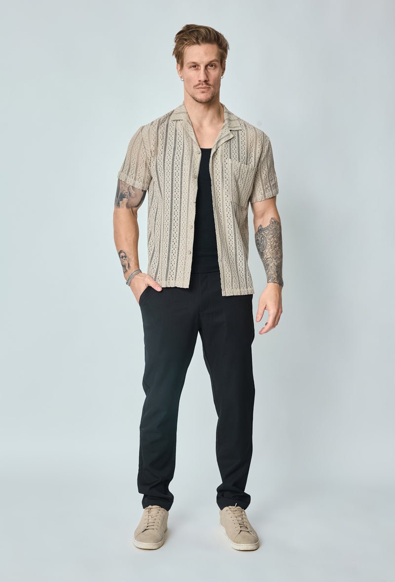 Chemise en dentelle manches courtes col à revers - Frilivin