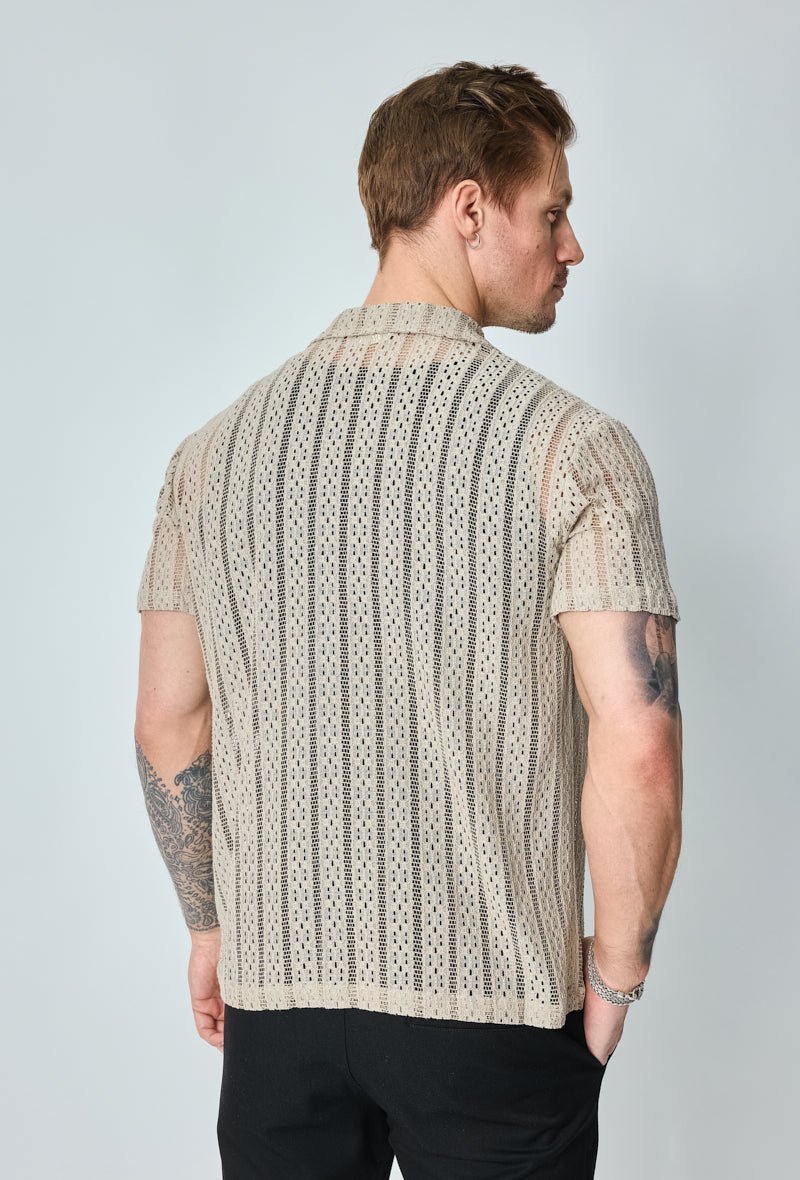 Chemise en dentelle manches courtes col à revers - Frilivin