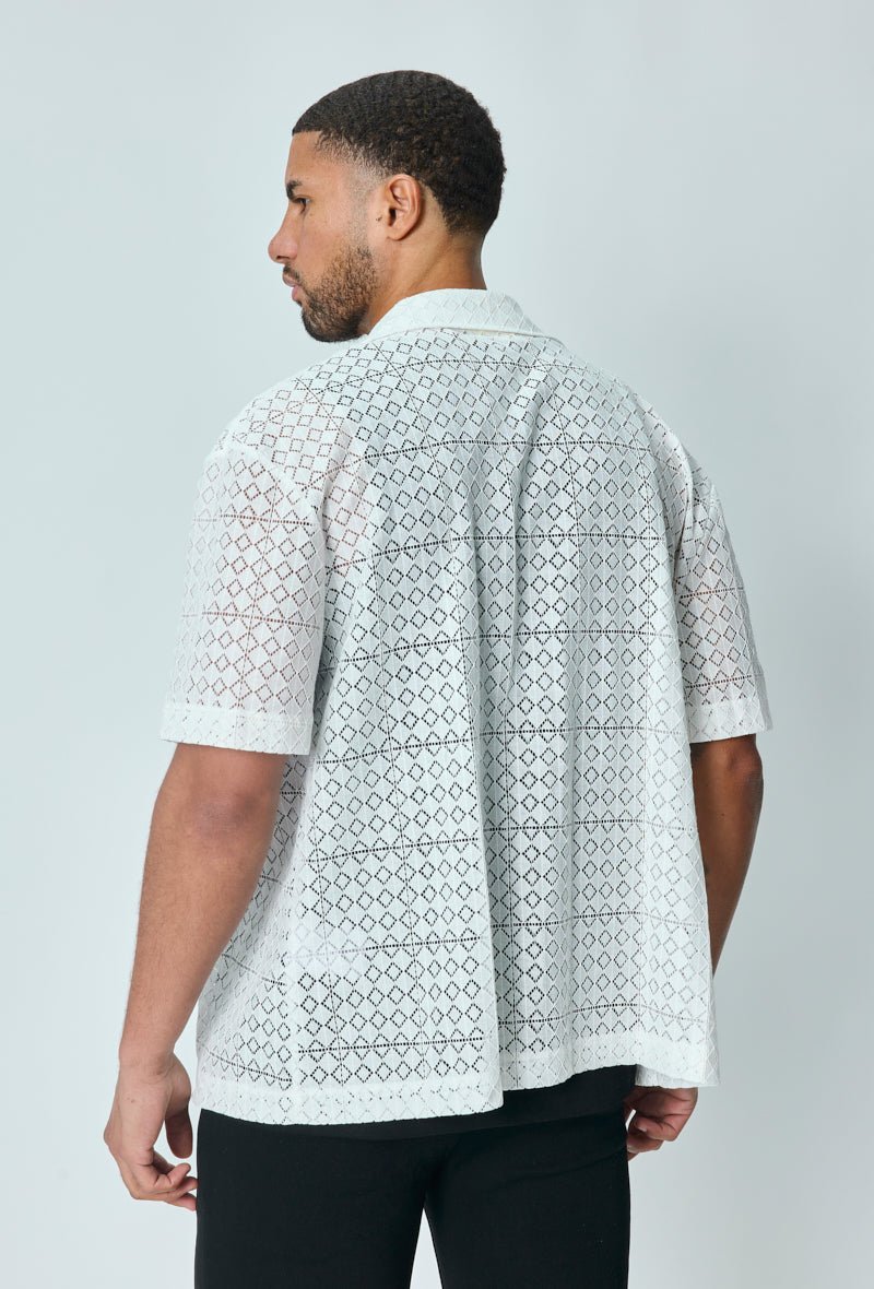 Chemise en dentelle manches courtes col à revers - Frilivin