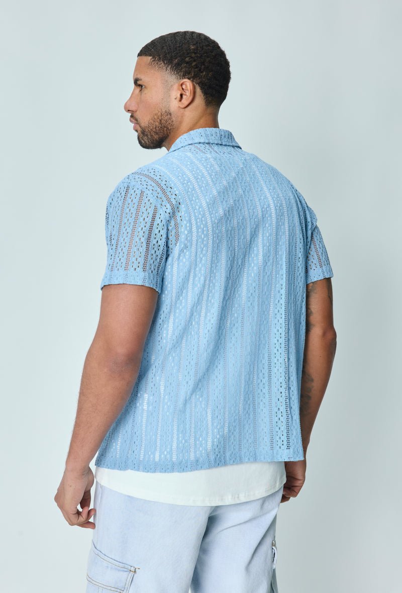 Chemise en dentelle manches courtes col à revers - Frilivin