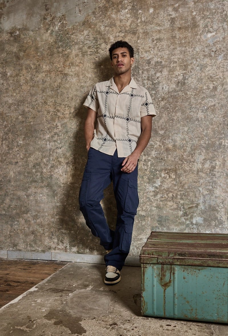 Chemise manches courtes à broderie - Frilivin