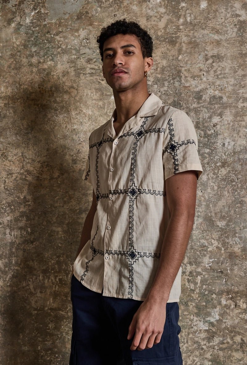 Chemise manches courtes à broderie - Frilivin