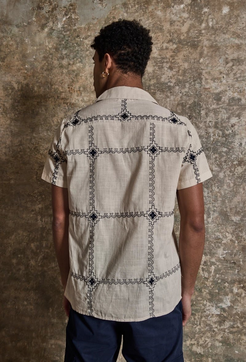 Chemise manches courtes à broderie - Frilivin