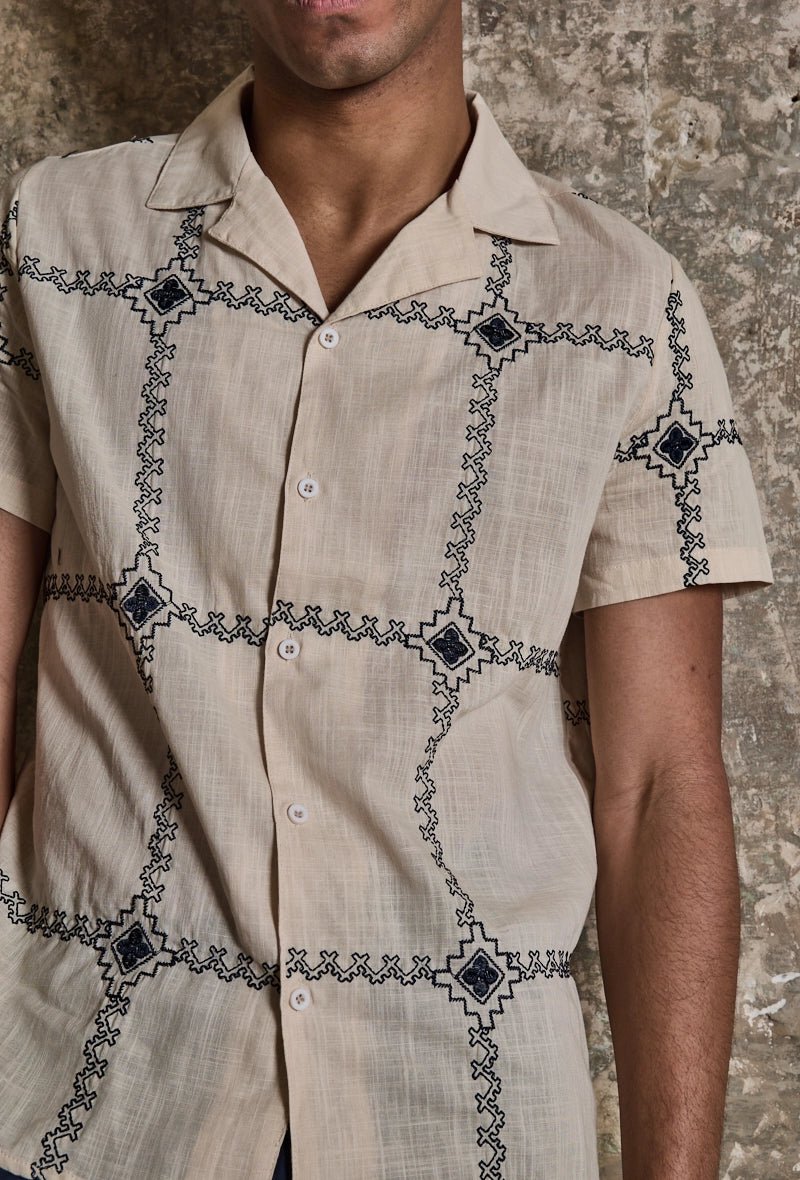 Chemise manches courtes à broderie - Frilivin