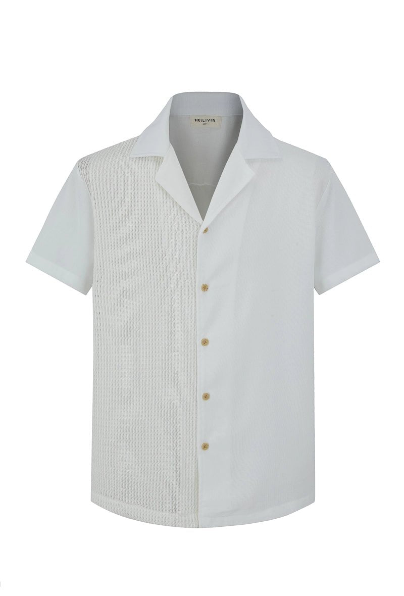 Chemise unie manches courtes bi-matiere - Frilivin