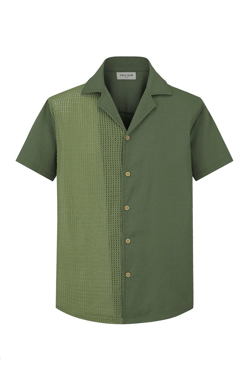 Chemise unie manches courtes bi-matiere - Frilivin