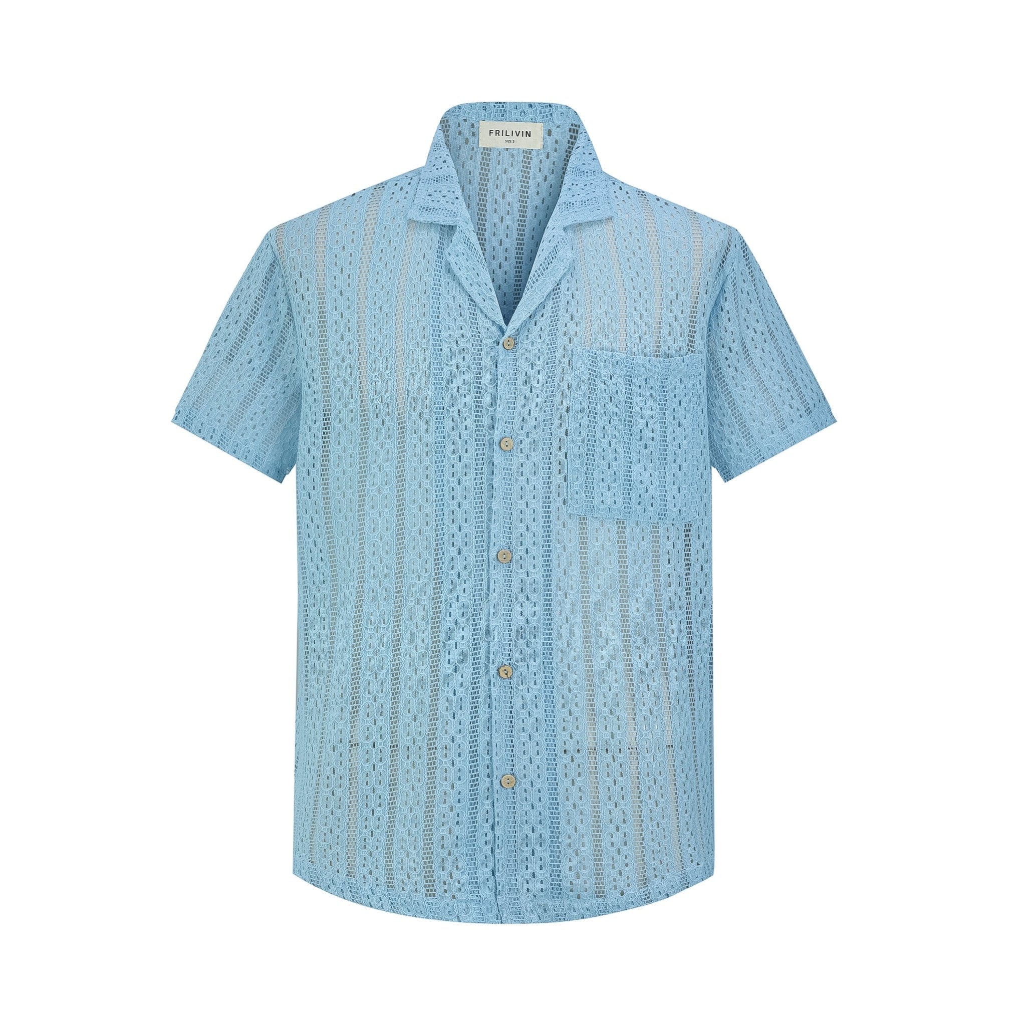 Chemise en dentelle manches courtes col à revers - Frilivin