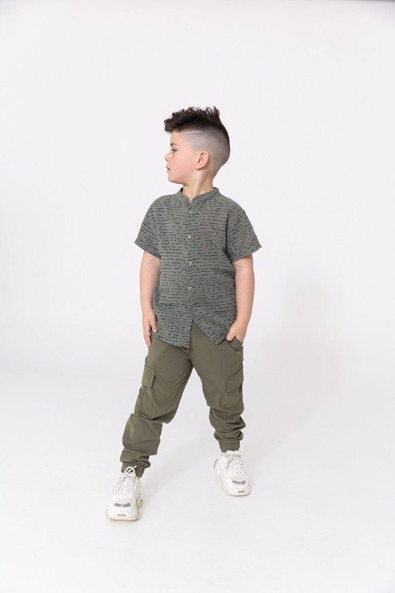 Chemise enfant manches courtes à motif écriture - Frilivin