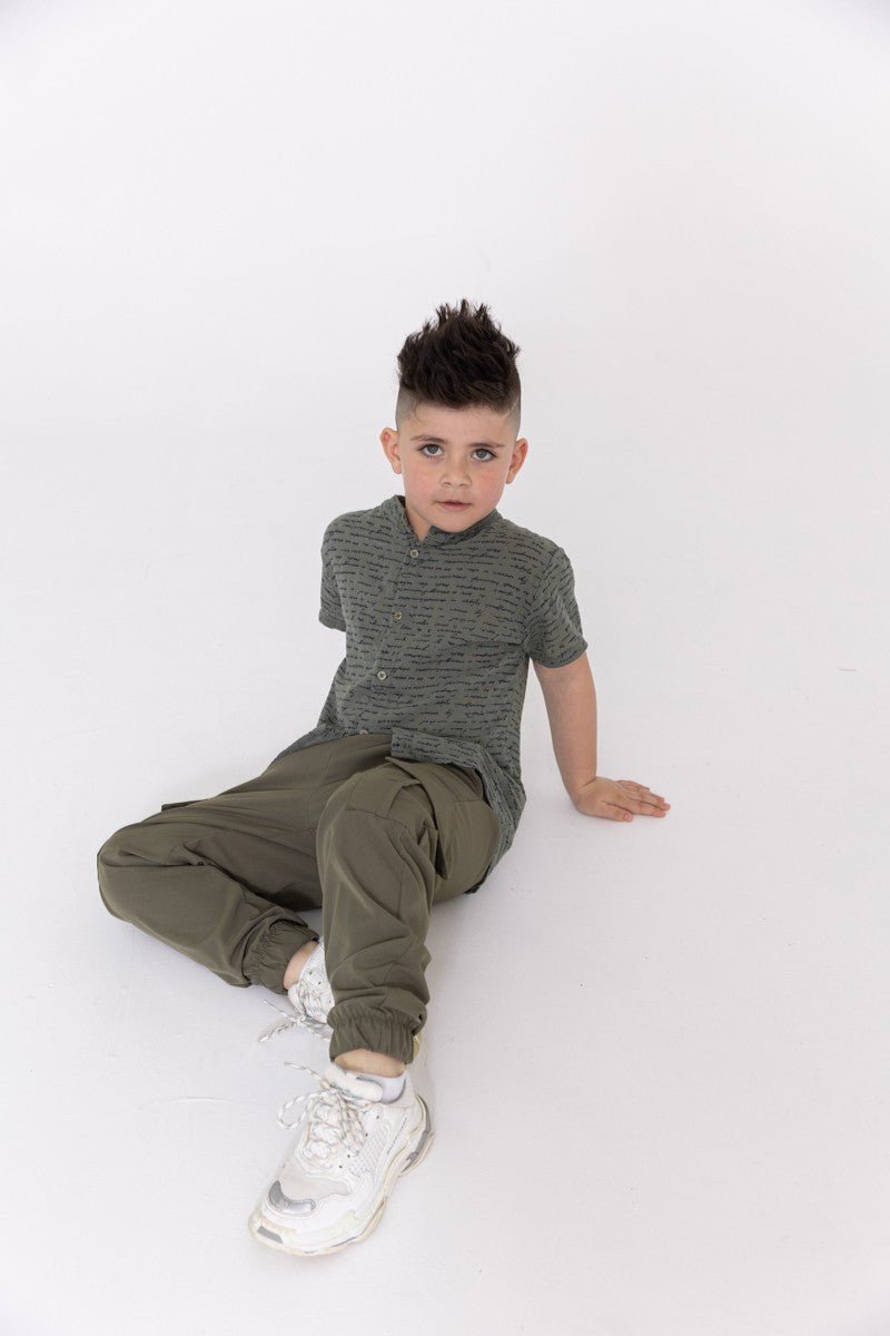 Chemise enfant manches courtes à motif écriture - Frilivin