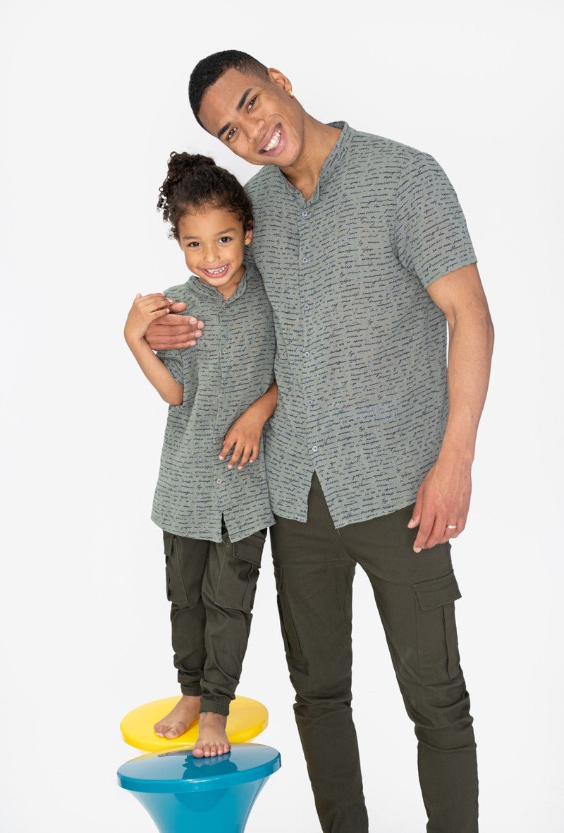 Chemise enfant manches courtes à motif écriture - Frilivin