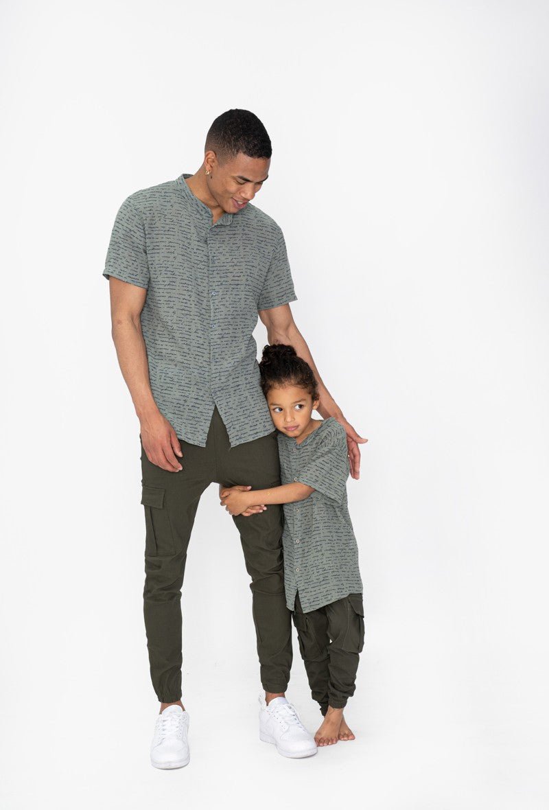 Chemise enfant manches courtes à motif écriture - Frilivin