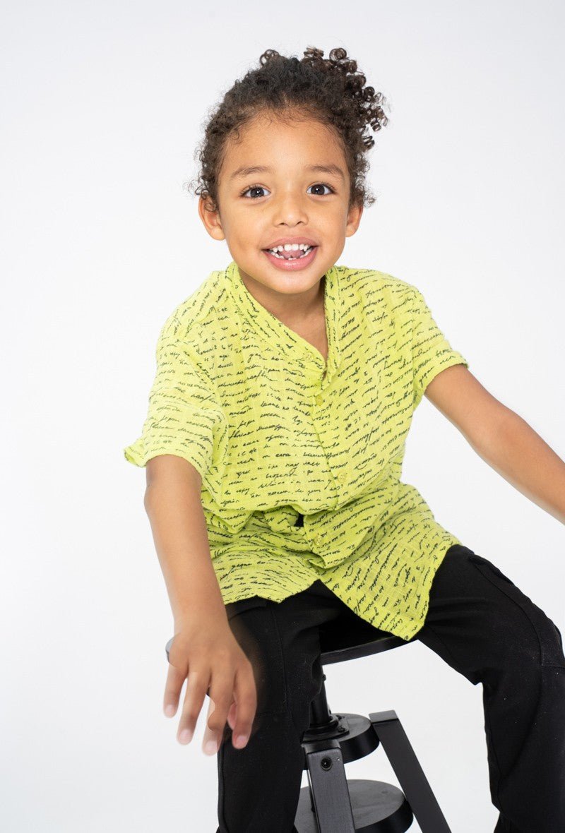 Chemise enfant manches courtes à motif écriture - Frilivin