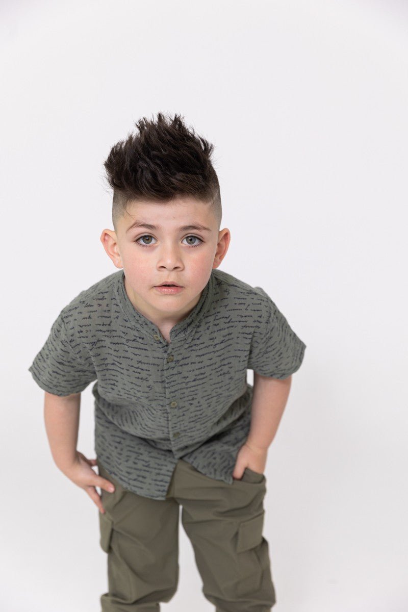 Chemise enfant manches courtes à motif écriture - Frilivin