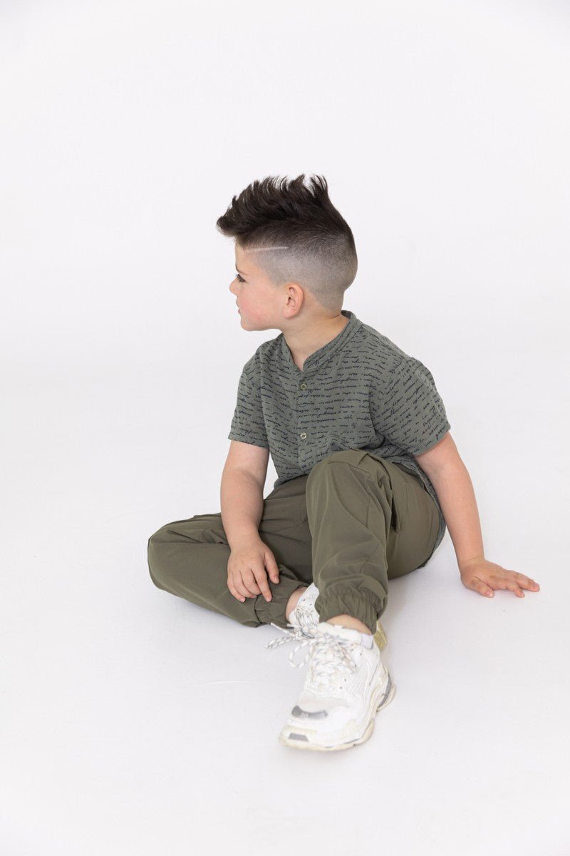 Chemise enfant manches courtes à motif écriture - Frilivin