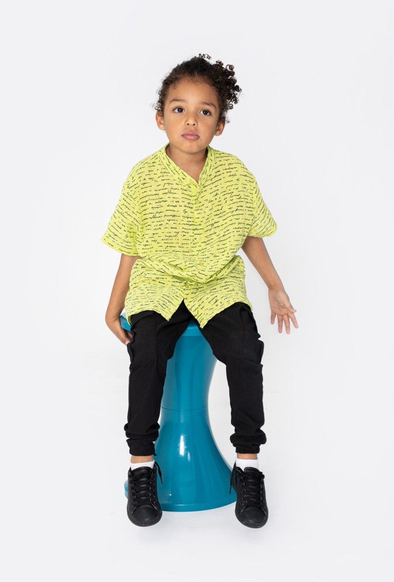 Chemise enfant manches courtes à motif écriture - Frilivin