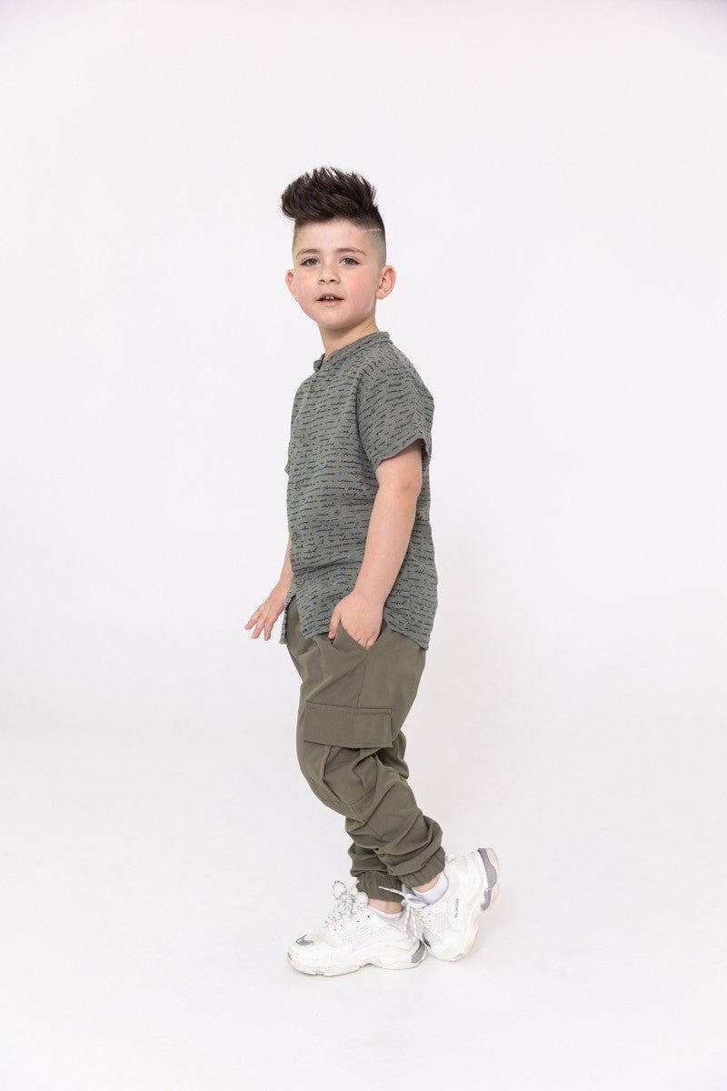 Chemise enfant manches courtes à motif écriture - Frilivin