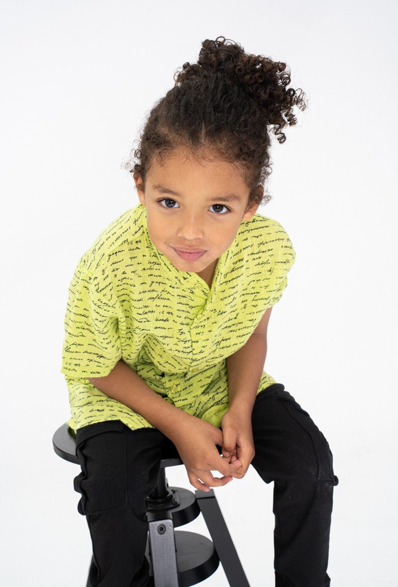 Chemise enfant manches courtes à motif écriture - Frilivin