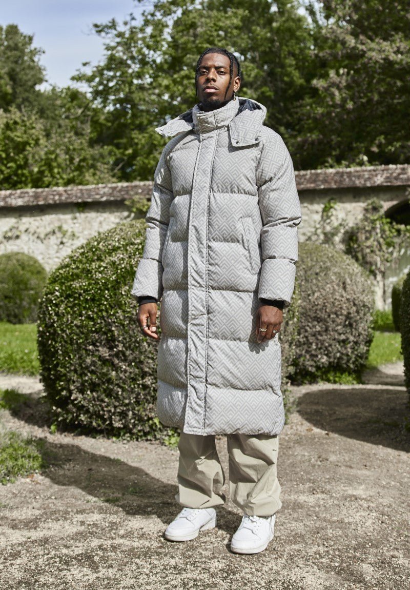 Doudoune longue à motif répétitif - Frilivin