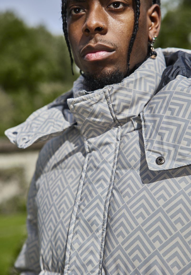 Doudoune longue à motif répétitif - Frilivin