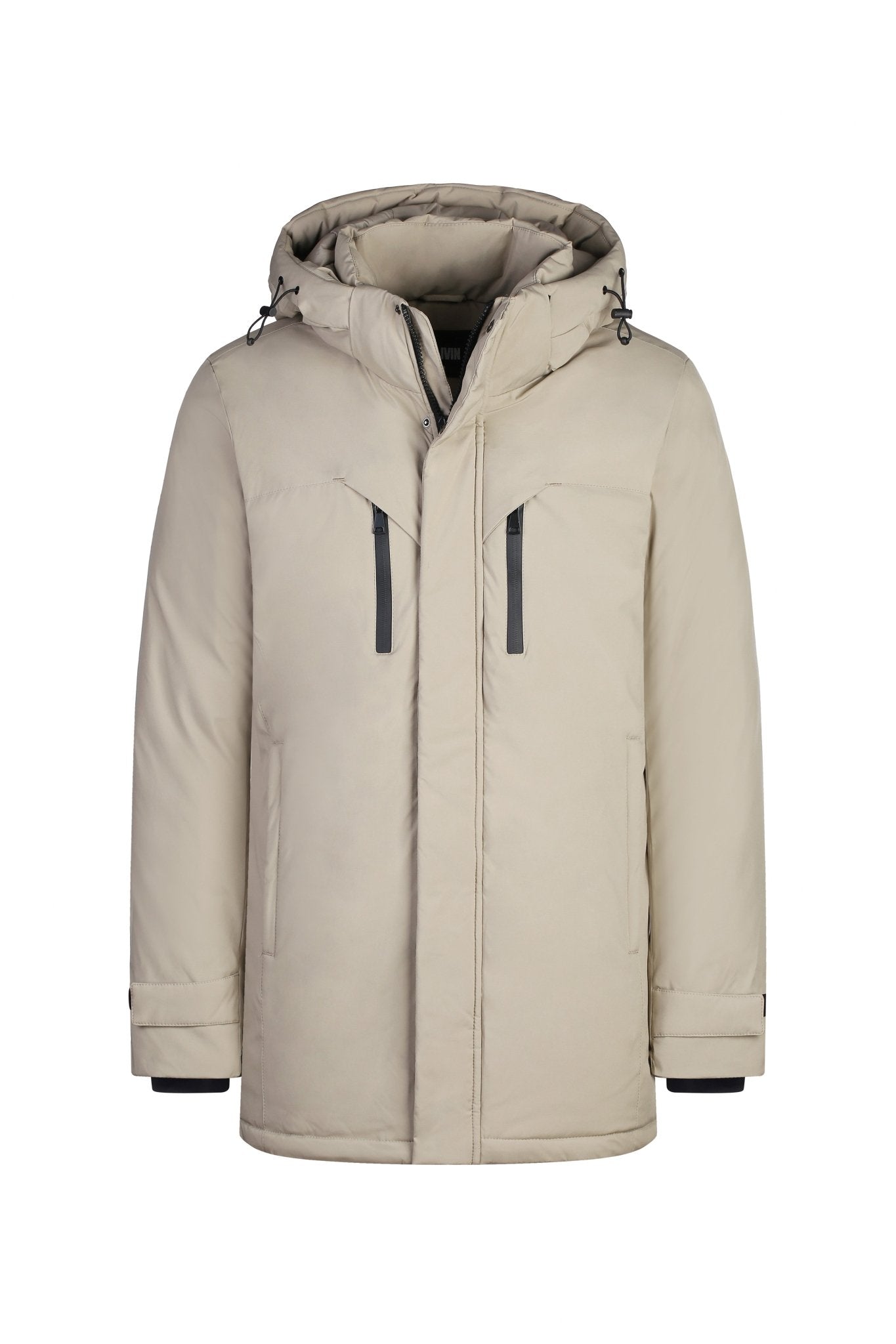Mid length down jacket with adjustable hood Frilivin