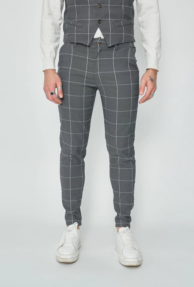 Light Grey Checkered Pants Checked Dress Pants – Frilivin