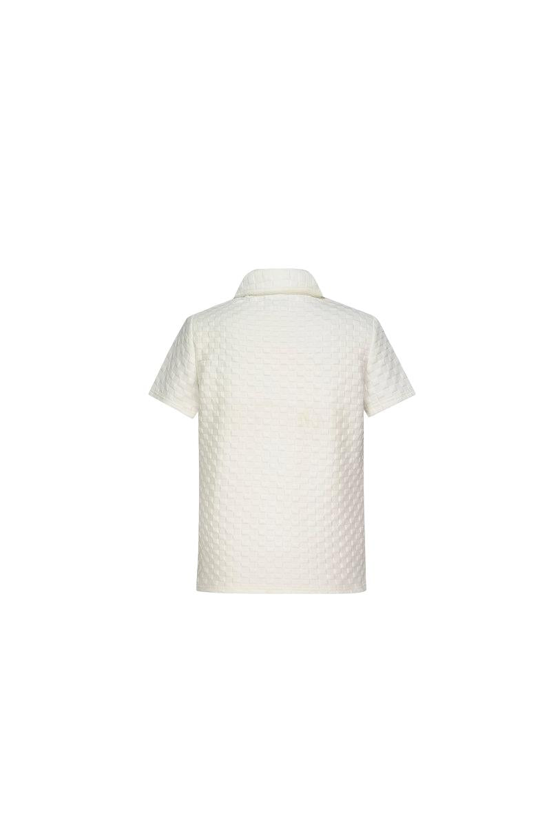 T-shirt polo damier relief - Frilivin