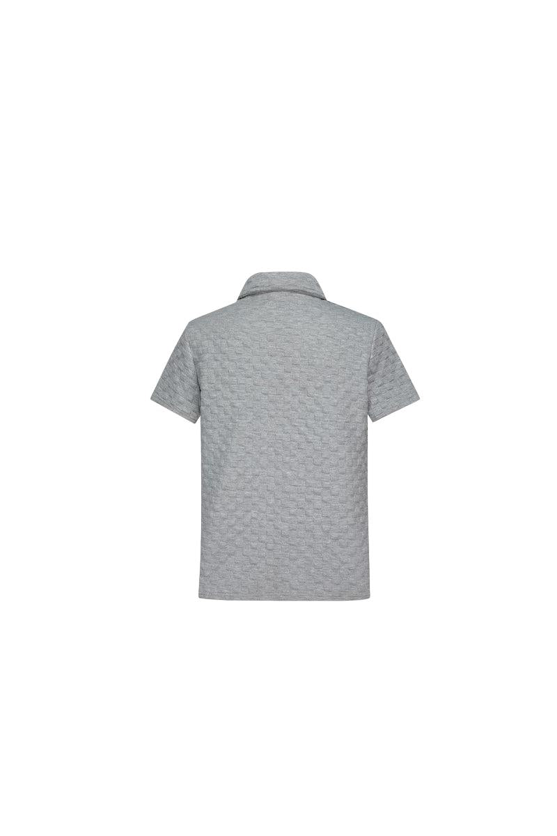 T-shirt polo damier relief - Frilivin