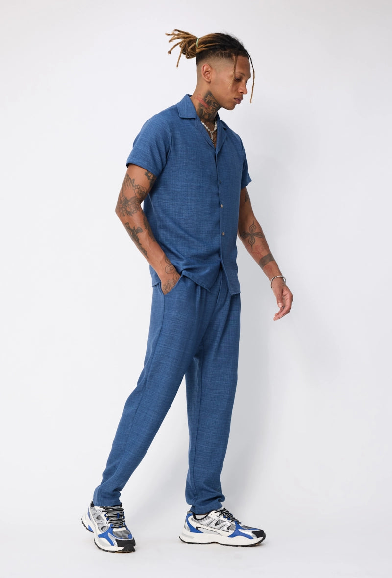 Ensemble chemise manches courtes à boutons avec pantalon