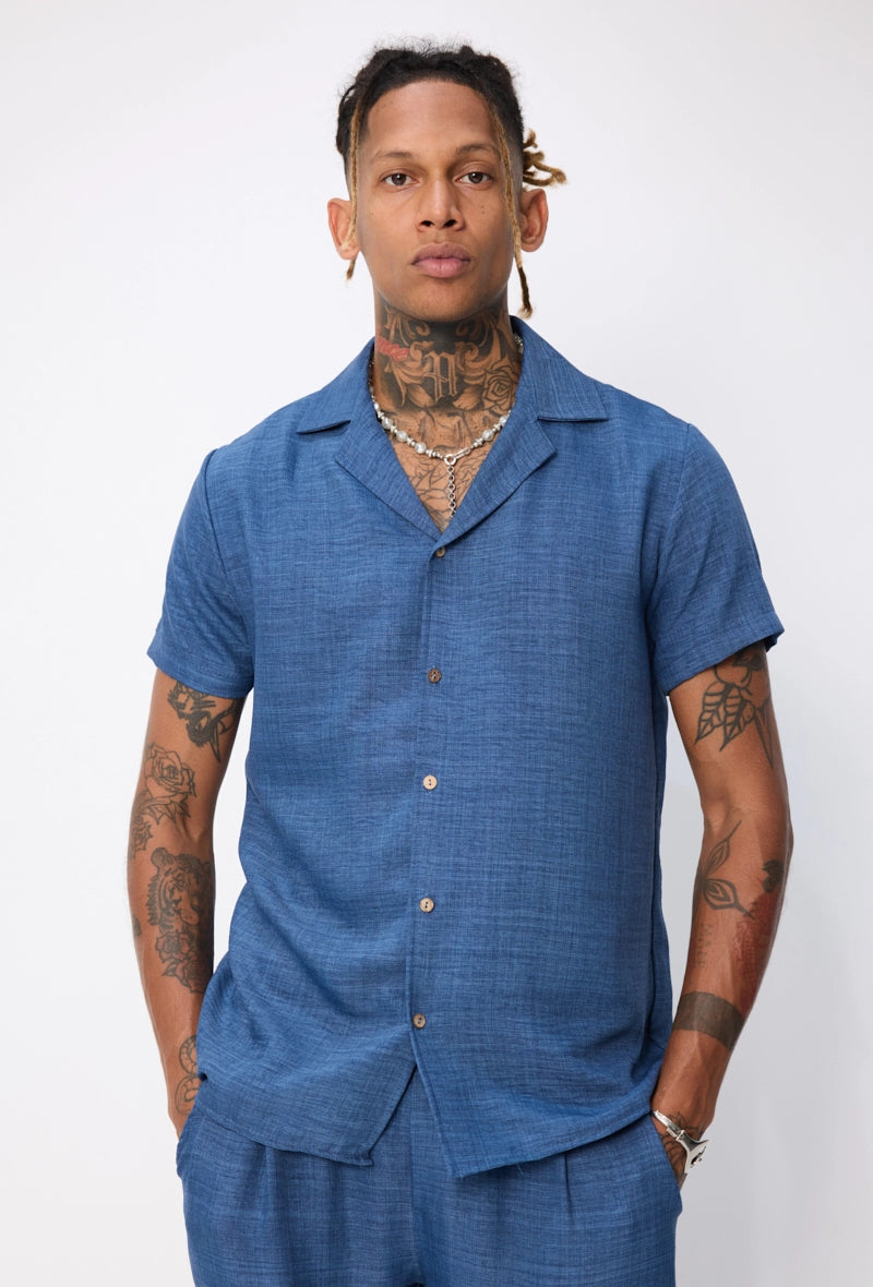 Ensemble chemise manches courtes à boutons avec pantalon