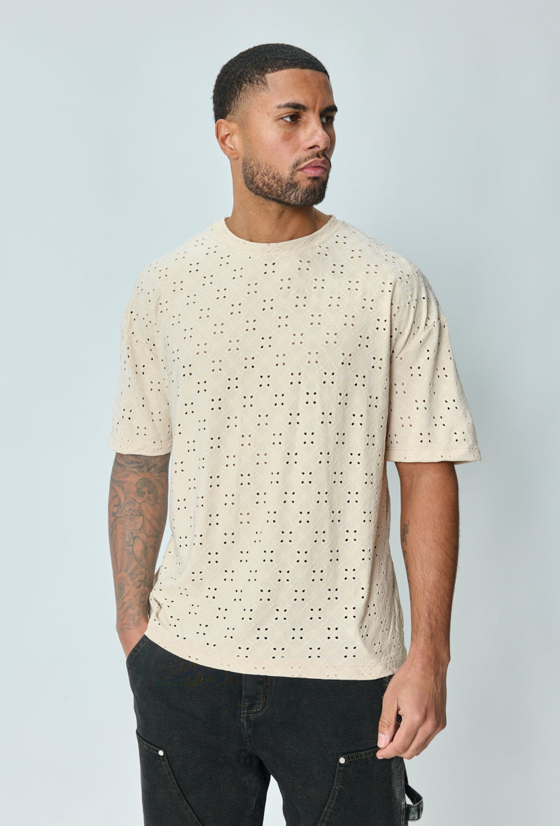 Plain oversized T-shirt with holes