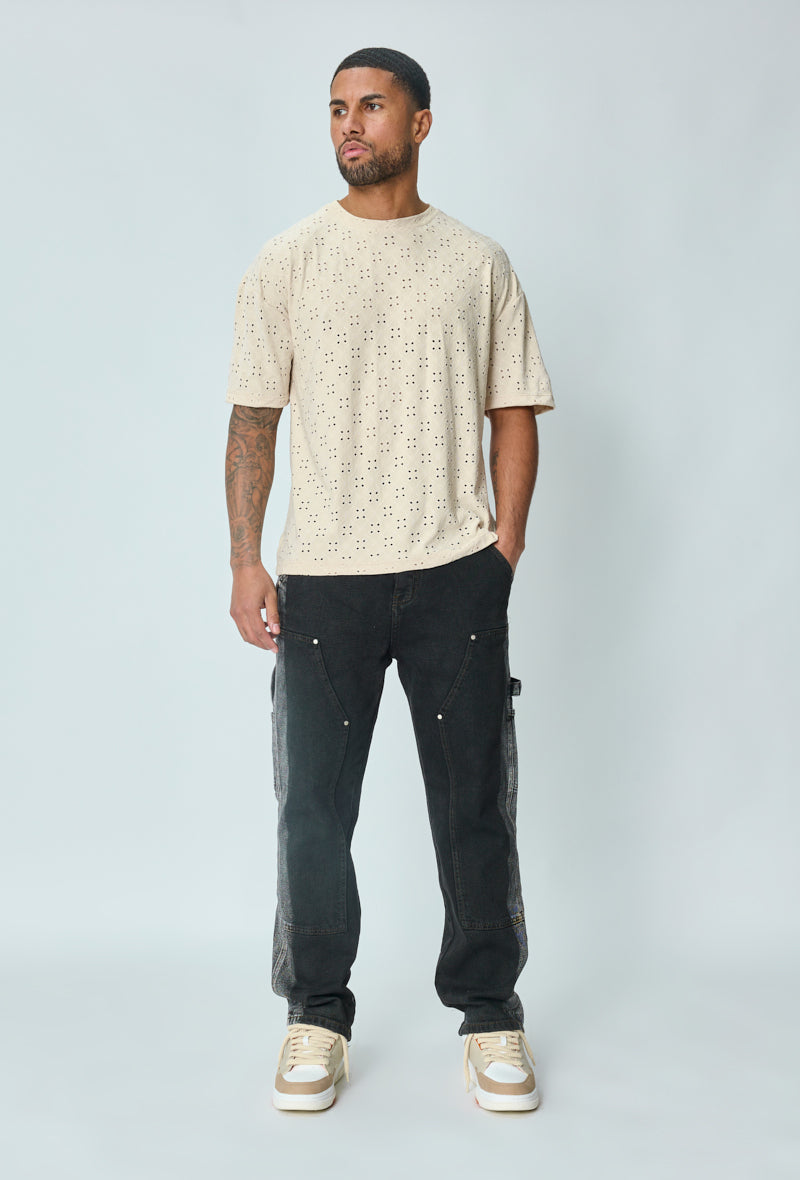 Plain oversized T-shirt with holes