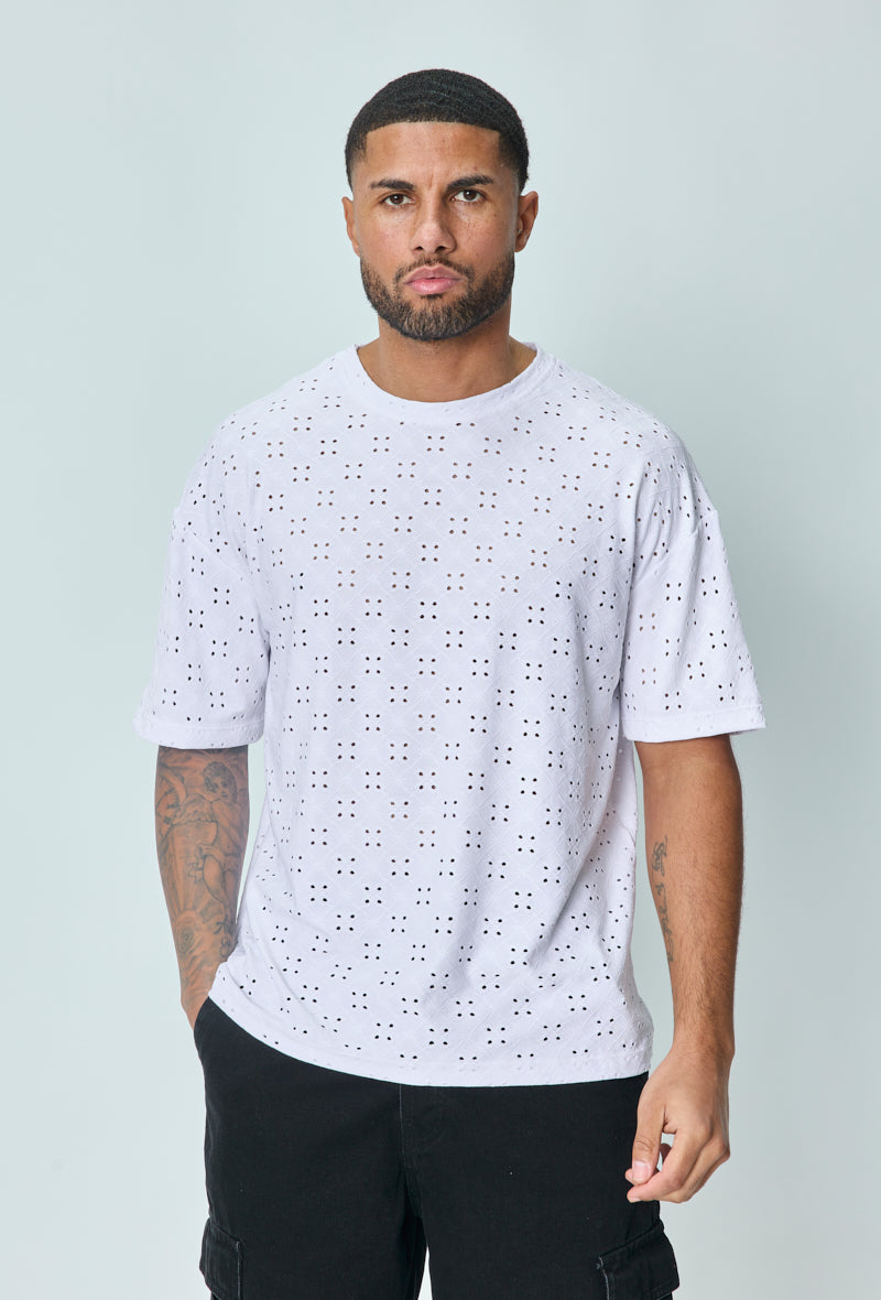 Plain oversized T-shirt with holes