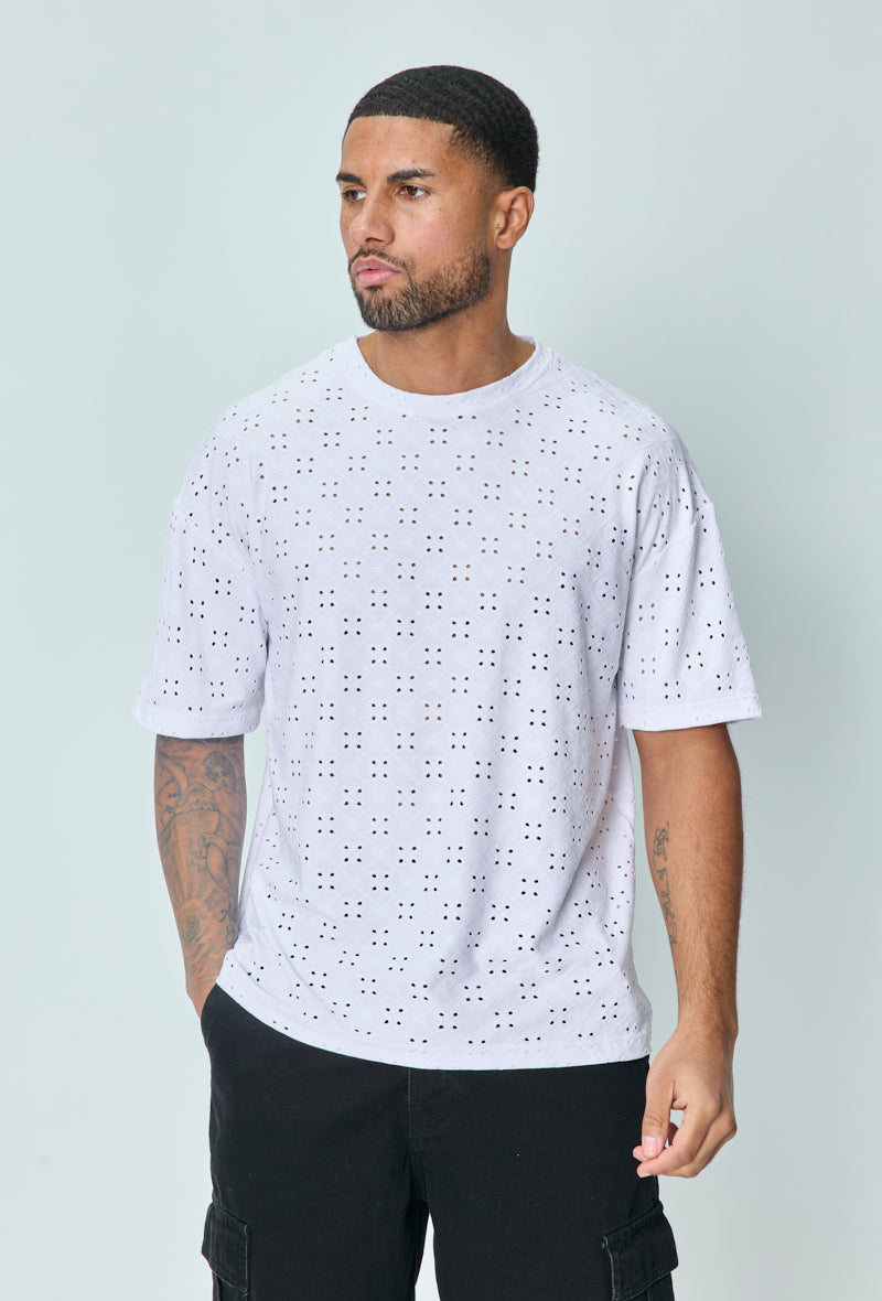 Plain oversized T-shirt with holes