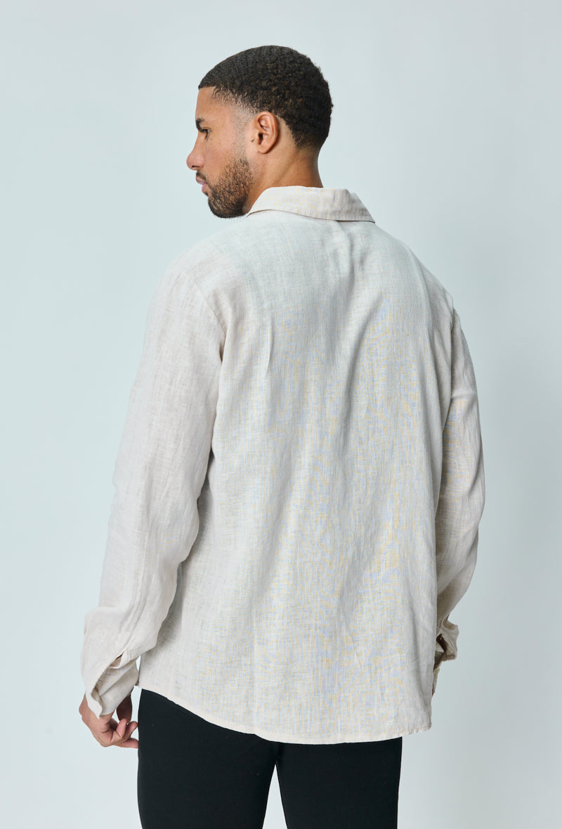 Chemise manches longues uni en lin