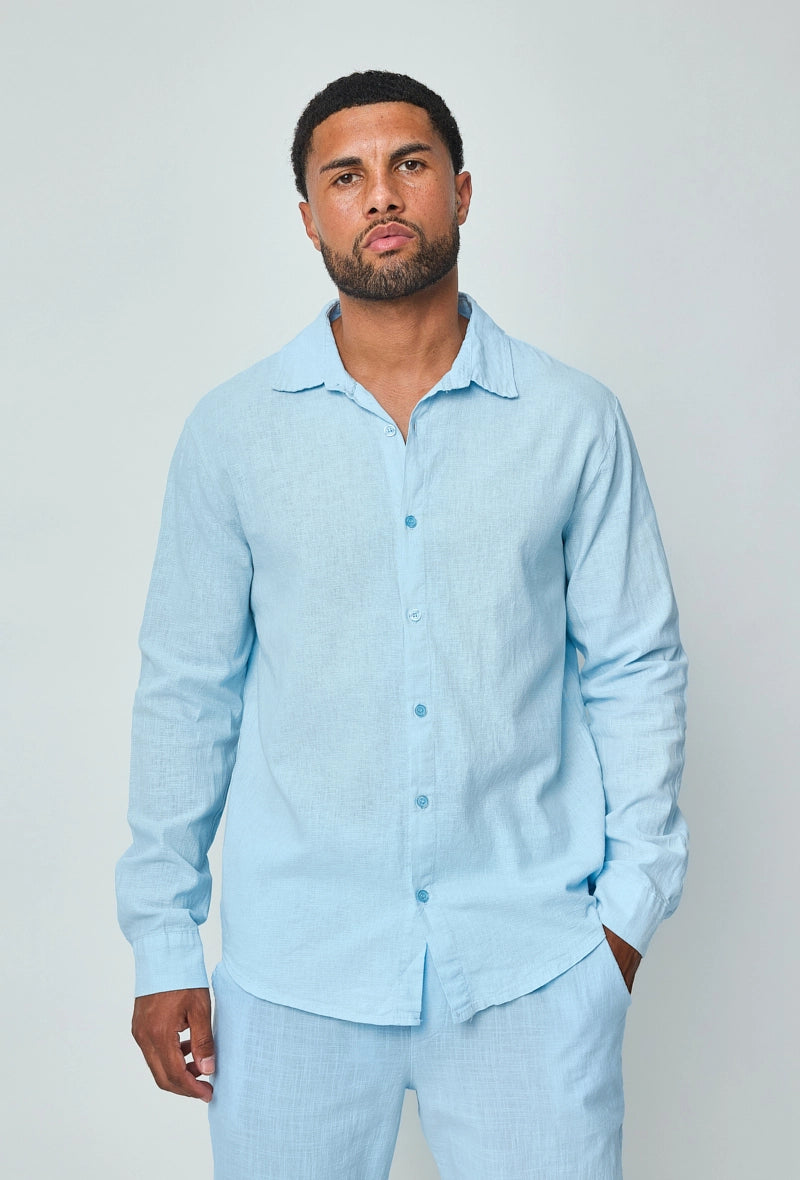 Chemise manches longues uni en lin