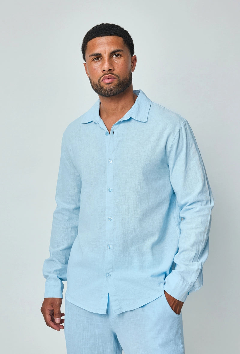 Chemise manches longues uni en lin