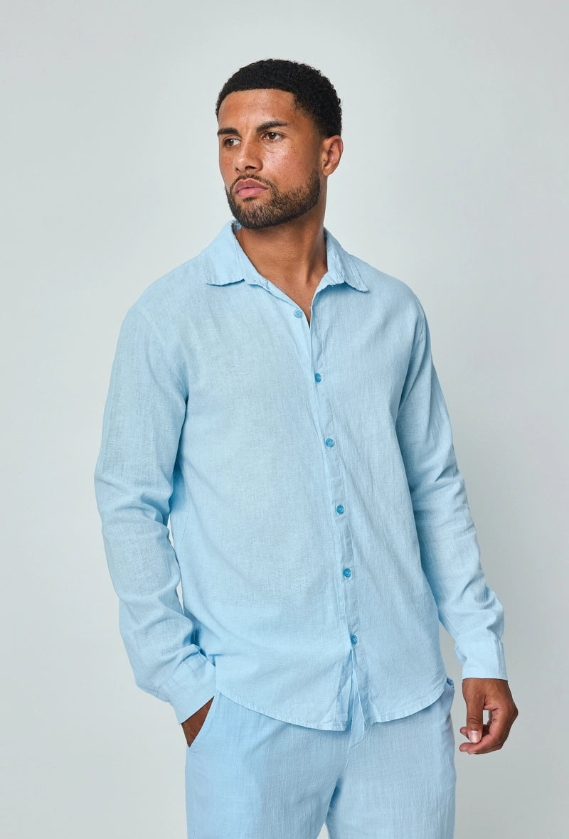 Chemise manches longues uni en lin