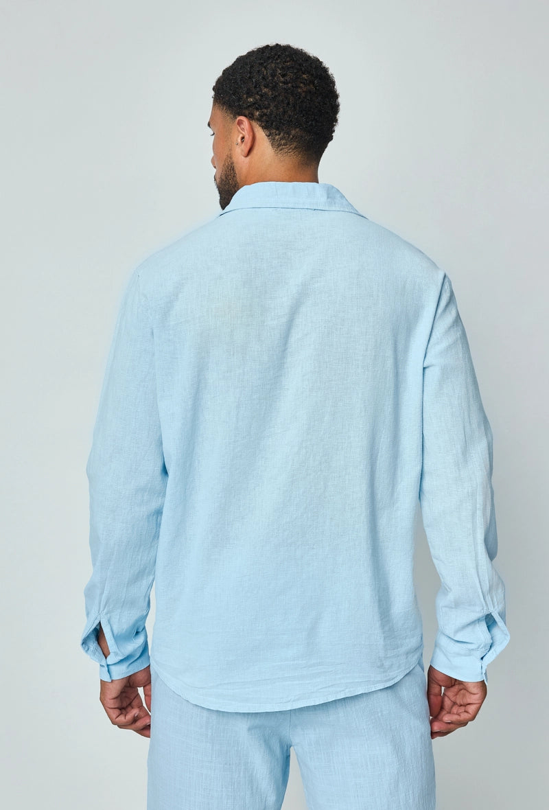 Chemise manches longues uni en lin