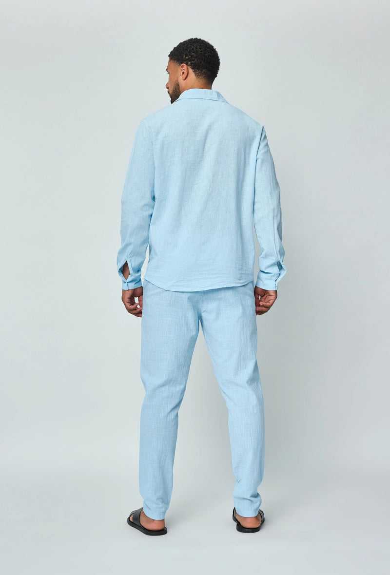 Chemise manches longues uni en lin