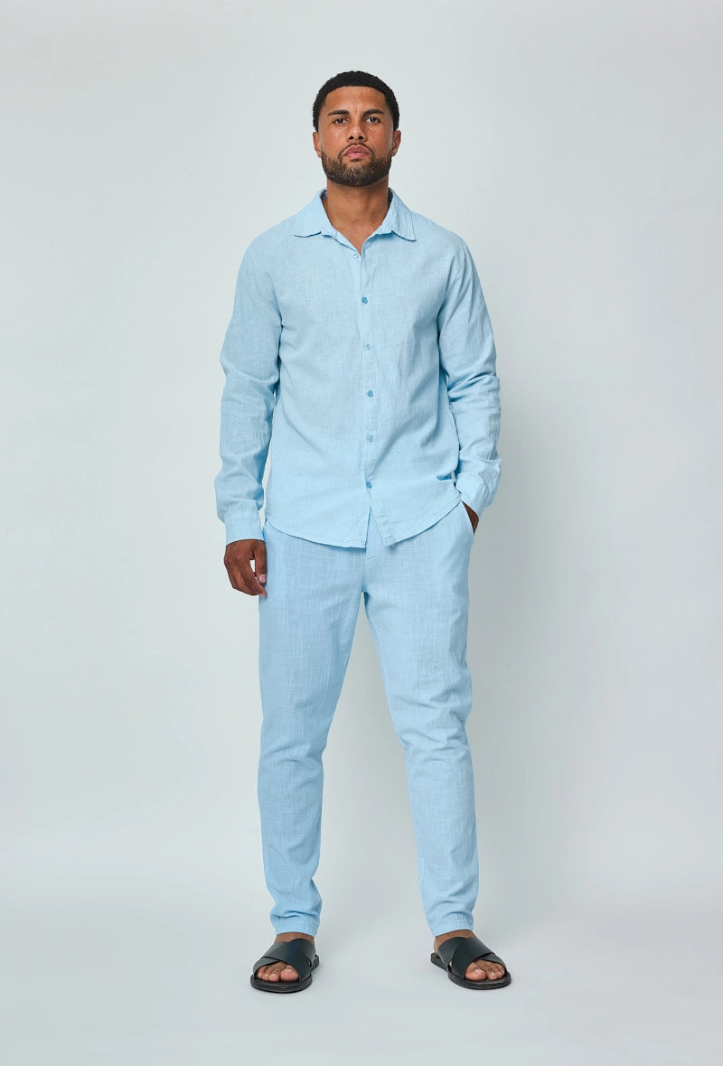 Chemise manches longues uni en lin