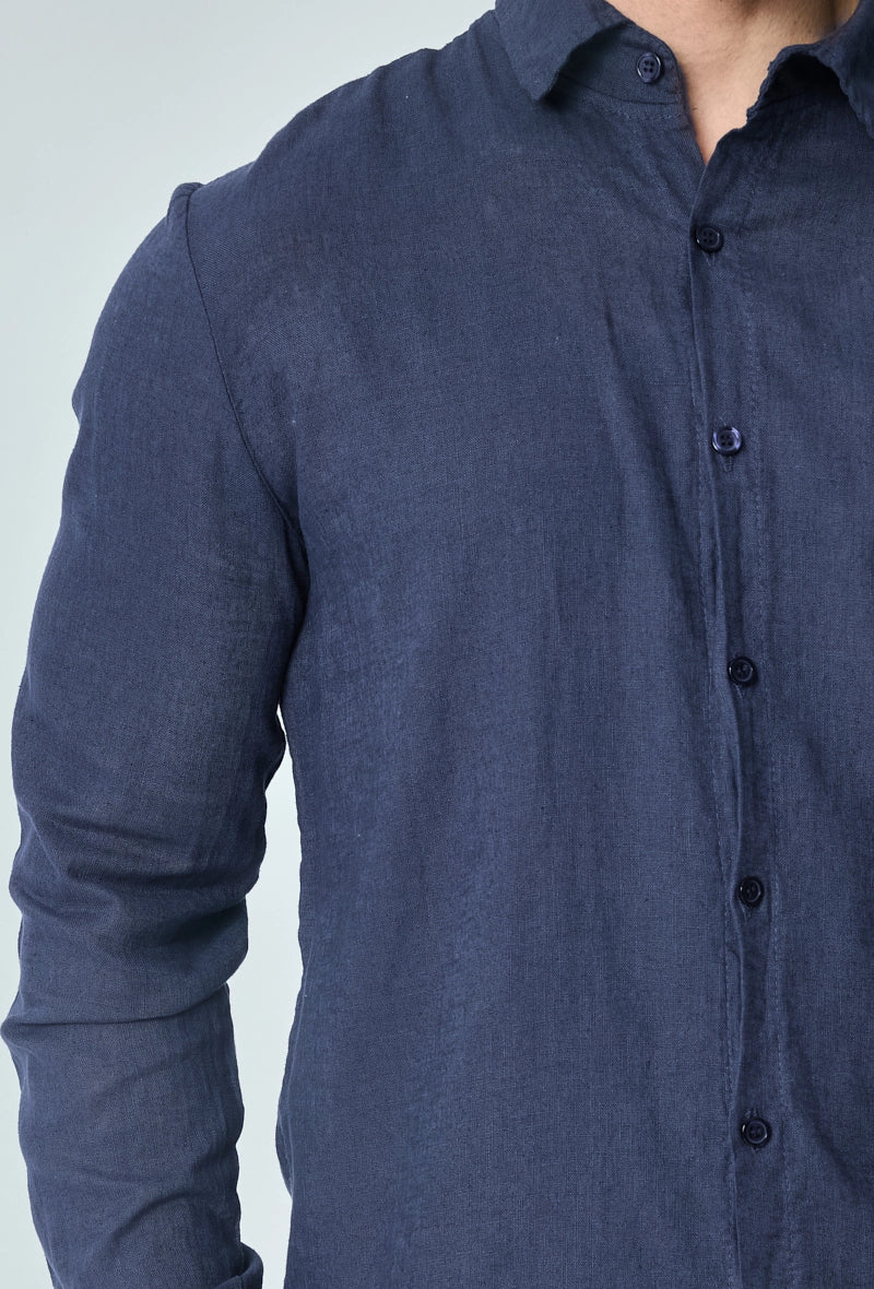 Chemise manches longues uni en lin