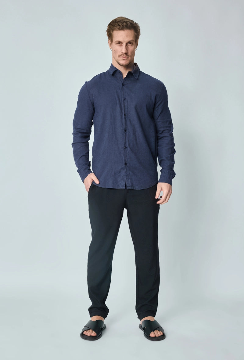 Chemise manches longues uni en lin