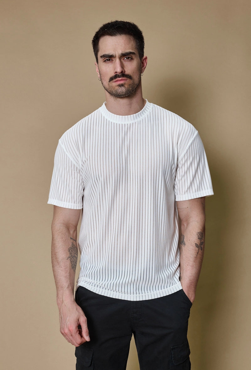 T-shirt rayé uni oversize