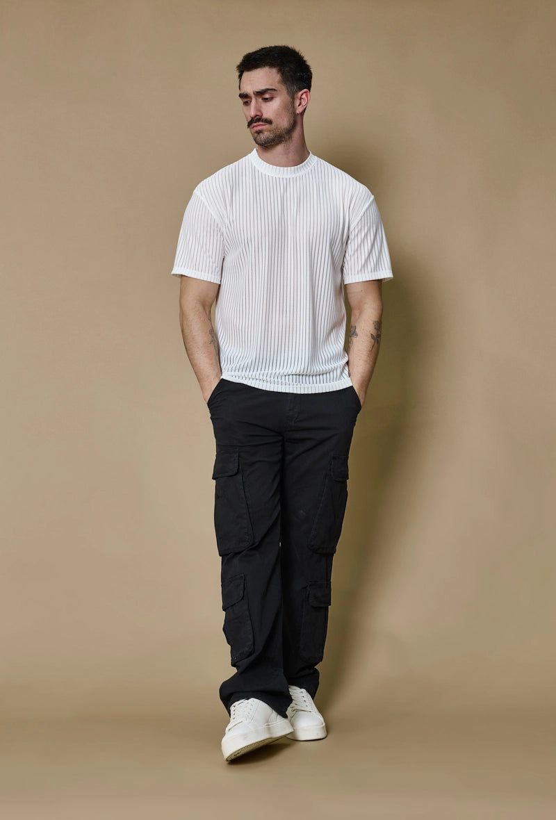 T-shirt rayé uni oversize