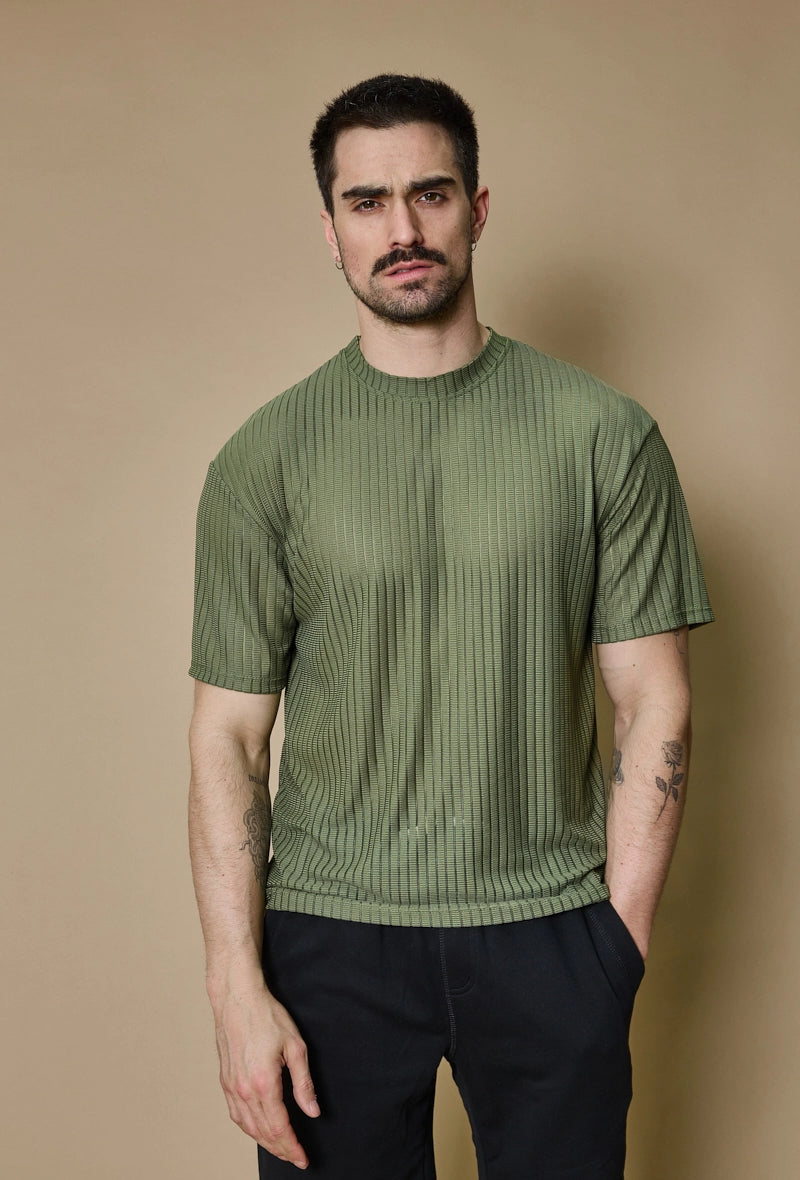 T-shirt rayé uni oversize