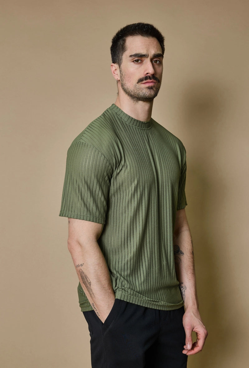 T-shirt rayé uni oversize