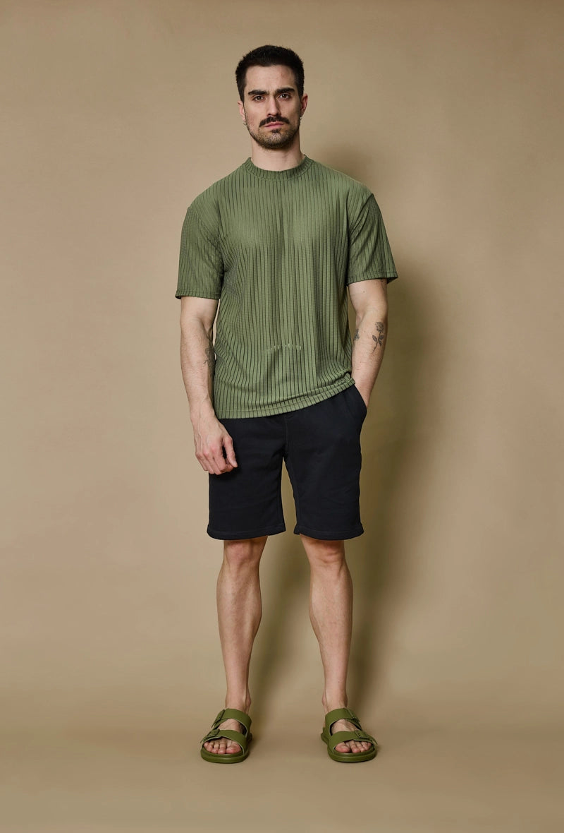 T-shirt rayé uni oversize