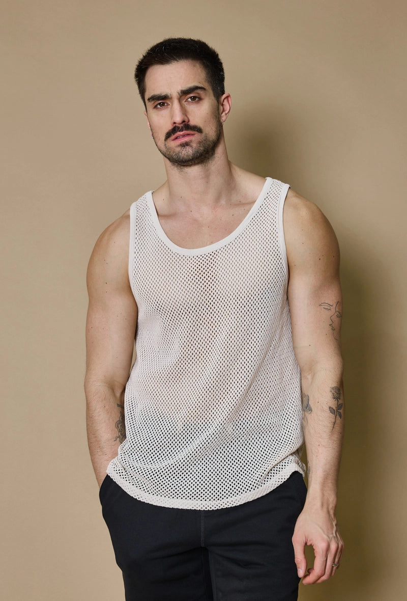 Plain sleeveless t-shirt with short holes