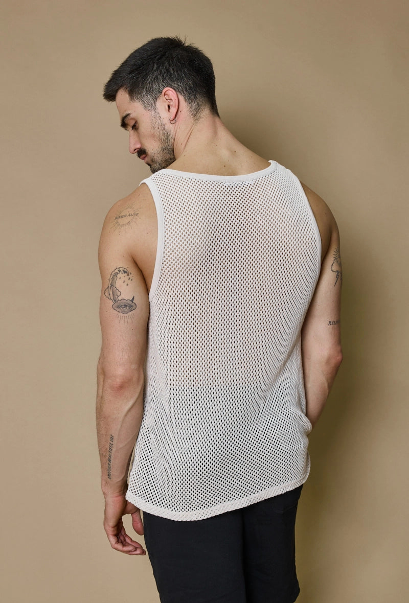 Plain sleeveless t-shirt with short holes