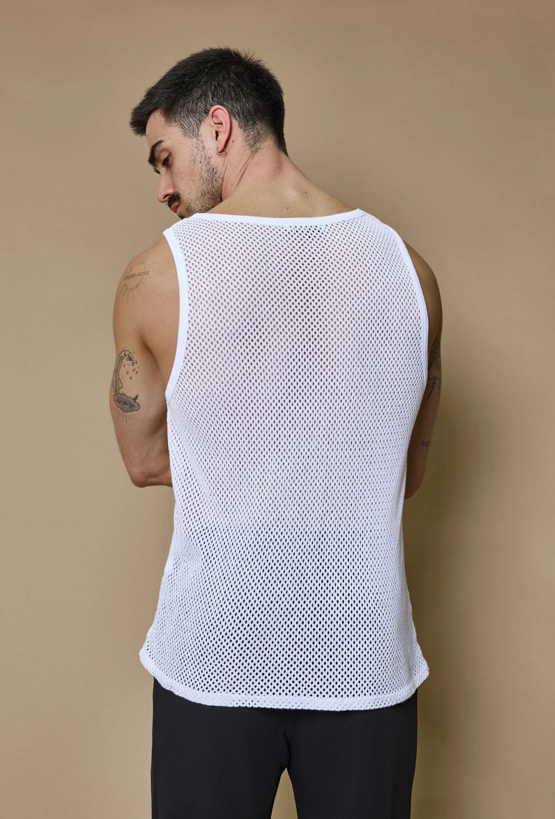 Plain sleeveless t-shirt with short holes